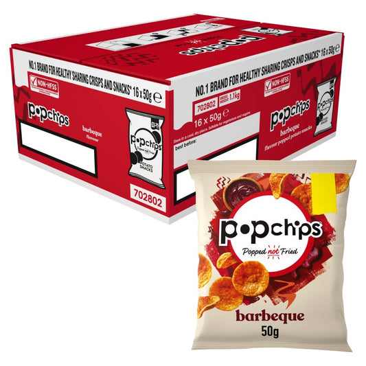 popchips Barbeque Crisps 50g, Pack of 16