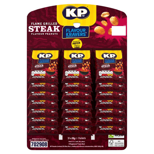 KP Flavour Kravers Flame Grilled Steak Peanuts 50g (Pubcard)