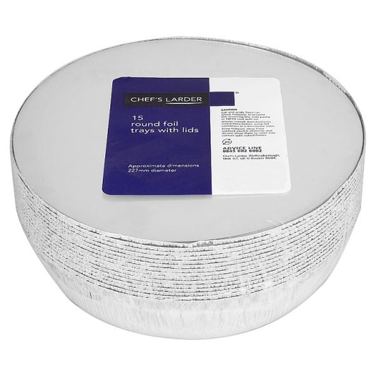 Chef's Larder 15 Round Foil Trays with Lids 227mm (Pack of 1)