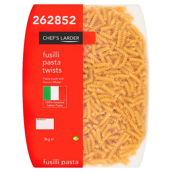 Chef's Larder Fusilli Pasta Twists 3kg (Pack of 4)