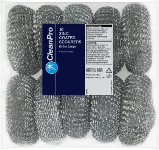 CleanPro 10 Zinc Coated Scourers Extra Large (Pack of 1) - Bulkbuydirect