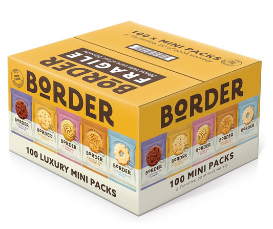 Border Luxury Mini Biscuit Assortment - 100 Individually Wrapped Biscuits, 5 Varieties