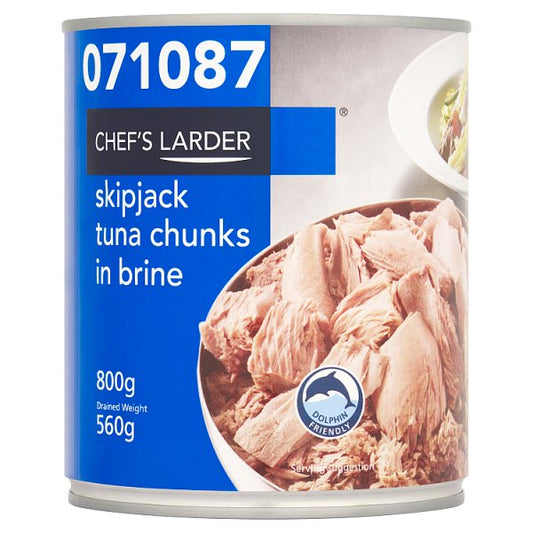 Chef's Larder Skipjack Tuna Chunks in Brine 800g (Drained Weight 560g) (pack of 6)