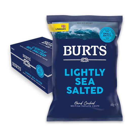 Burts Lightly Sea Salted Hand Cooked British Potato Chips 40g (case of 20)