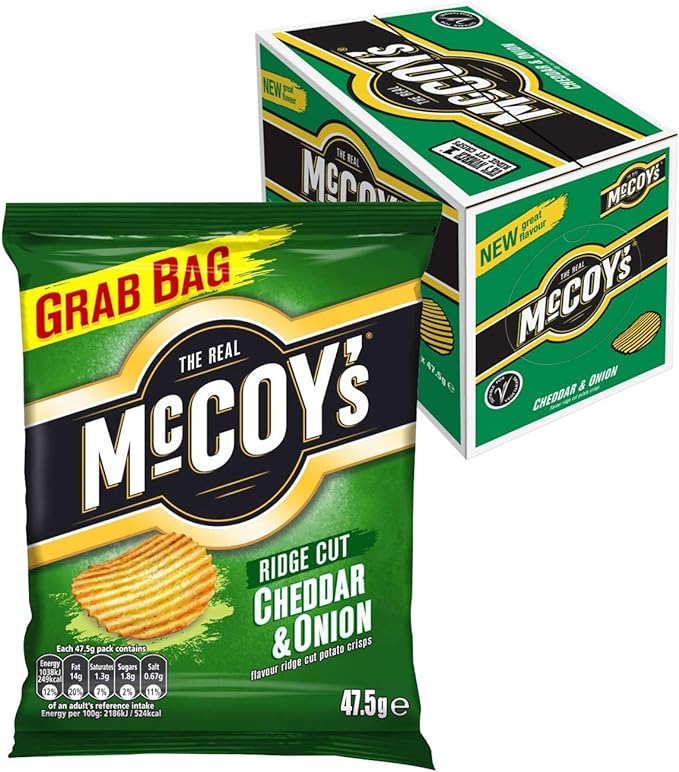 McCoy's Cheddar & Onion Grab Bag Crisps 45g, Pack of 36