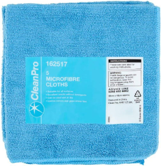 CleanPro 5 Microfibre Cloths (Pack of 1) - Bulkbuydirect