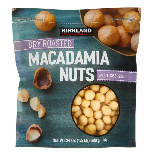 Kirkland Signature Dry Roasted Macadamia Nuts with Sea Salt, 680g (Pack of 1) - Bulkbuydirect