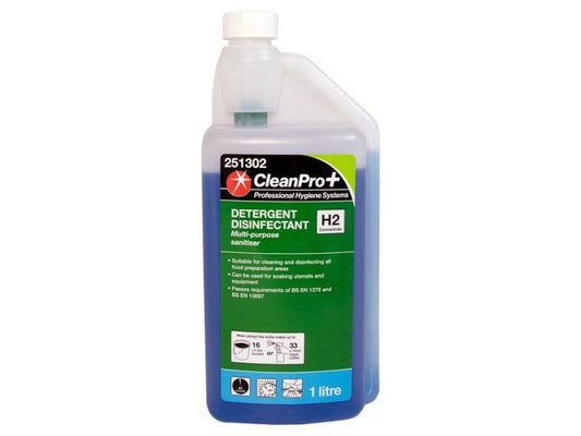 CleanPro+ Detergent Disinfectant H2 Concentrate 1 Litre (Pack of 1) - Bulkbuydirect