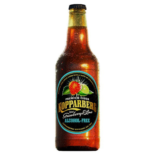 Kopparberg Alcohol-Free Premium Cider with Strawberry & Lime 500ml (Pack of 8)