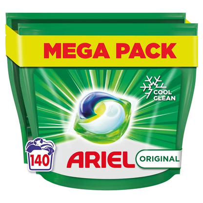 Ariel 3 in 1 Pods Washing Detergent Capsules Pods 70 or 140 Pods (Family Pack)