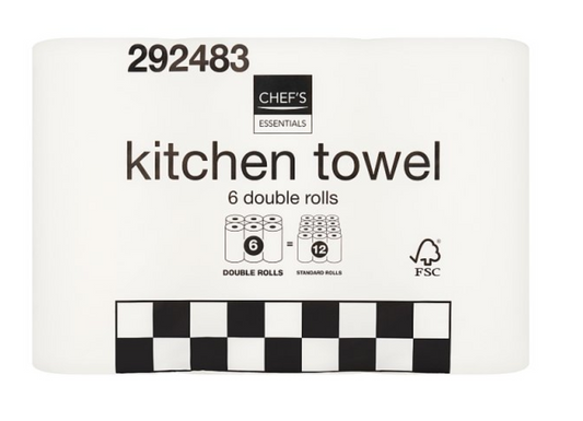Chef's Essentials 6 Kitchen Towel Rolls