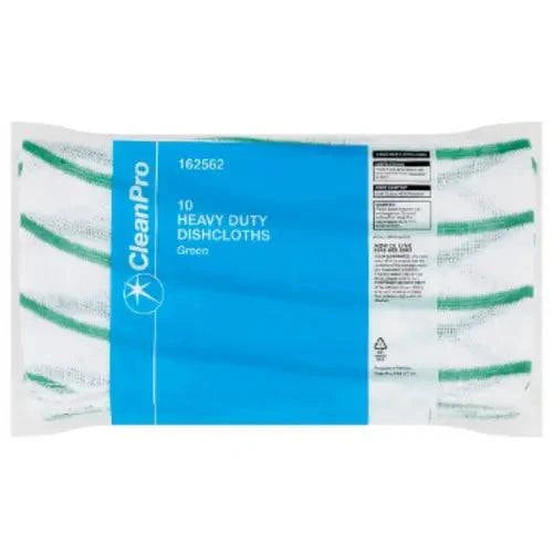 CleanPro 10 Heavy Duty Dishcloths Green (Pack of 1) - Bulkbuydirect