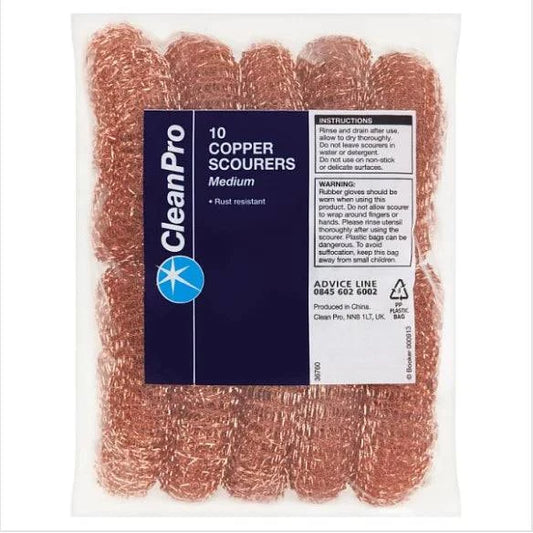 CleanPro 10 Copper Scourers Medium (Pack of 18) - Bulkbuydirect
