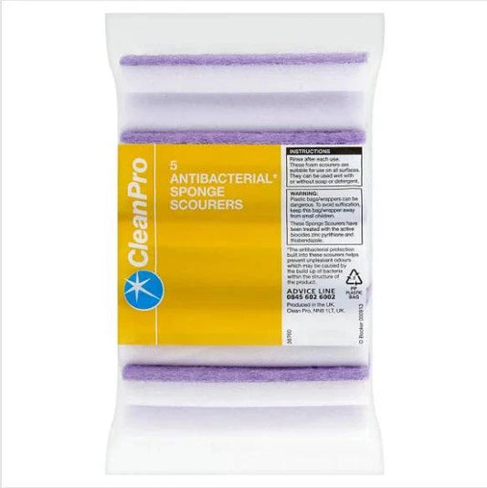 CleanPro 5 Antibacterial Sponge Scourers (Pack of 1) - Bulkbuydirect