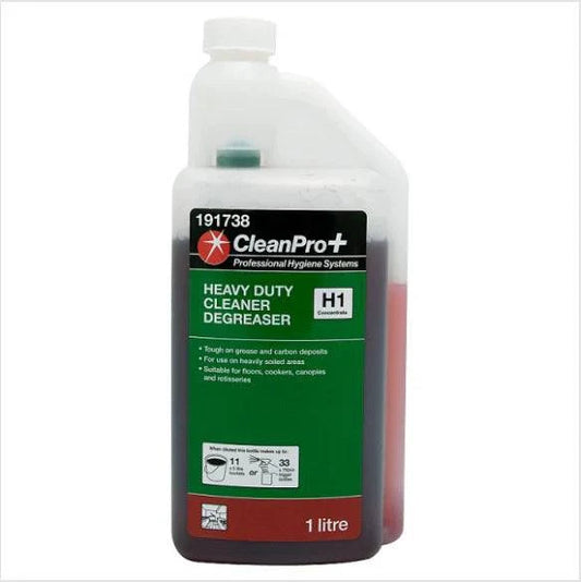 CleanPro+ Heavy Duty Cleaner Degreaser H1 Concentrate 1 Litre (Pack of 12) - Bulkbuydirect