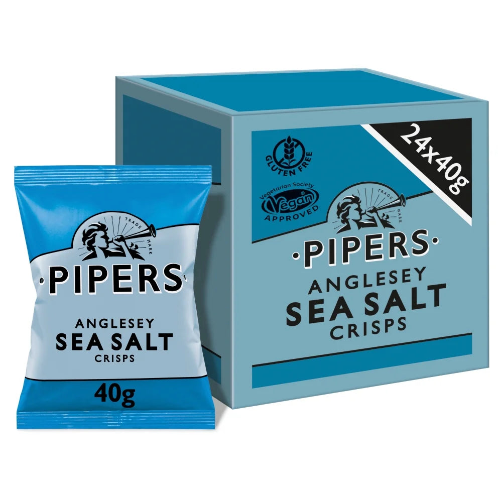 Pipers Crisps Anglesey Sea Salt 40g, Pack of 24