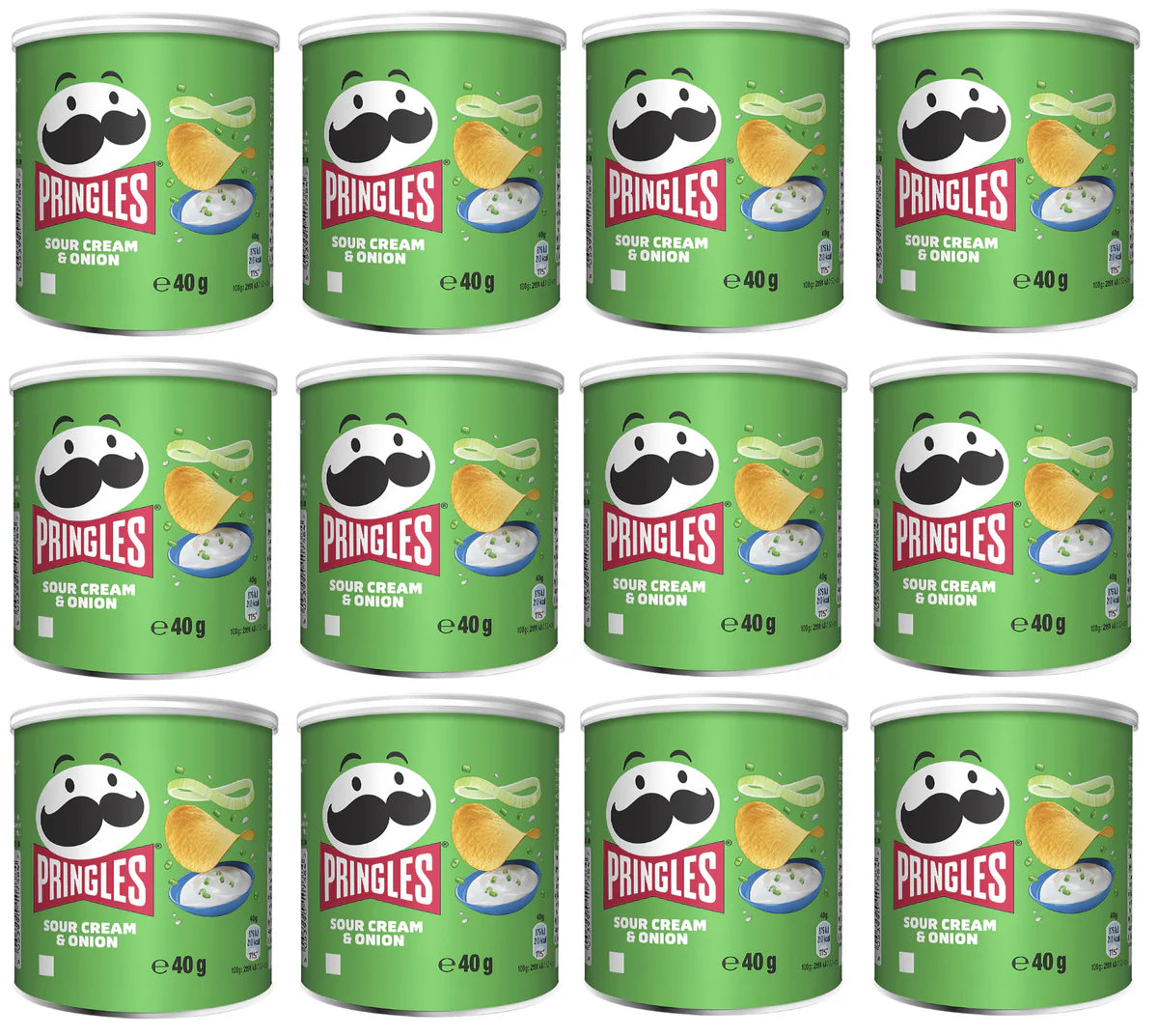 Pringles Sour Cream & Onion 40g, Pack of 12