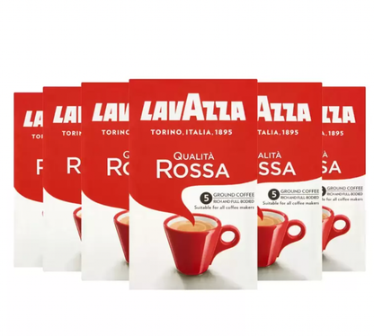 Lavazza Qualità Rossa Ground Coffee, 6 x 500g - Bold and Balanced Espresso Experience