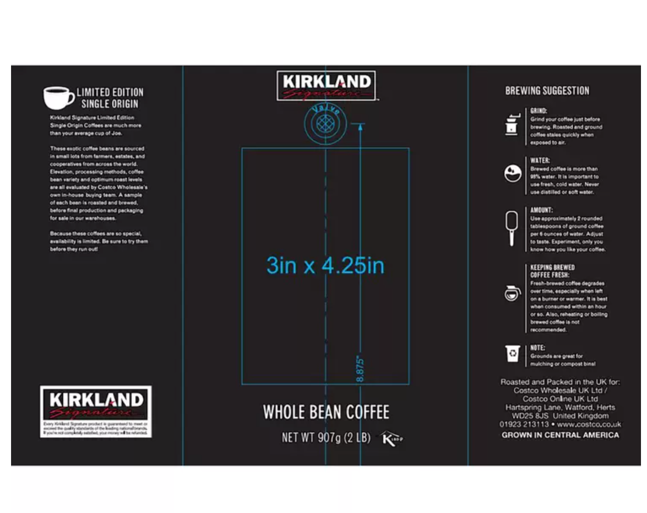 Kirkland Signature Nicaraguan Whole Bean Coffee 907g - Experience the Richness of Single-Origin Excellence