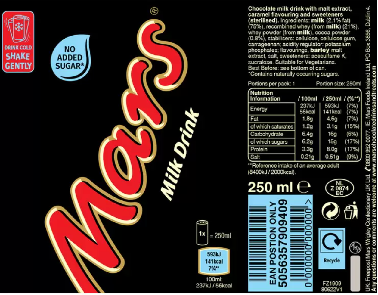 Mars Chocolate Milk Drink 12 x 250ml