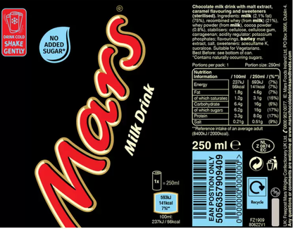 Mars Chocolate Milk Drink 12 x 250ml