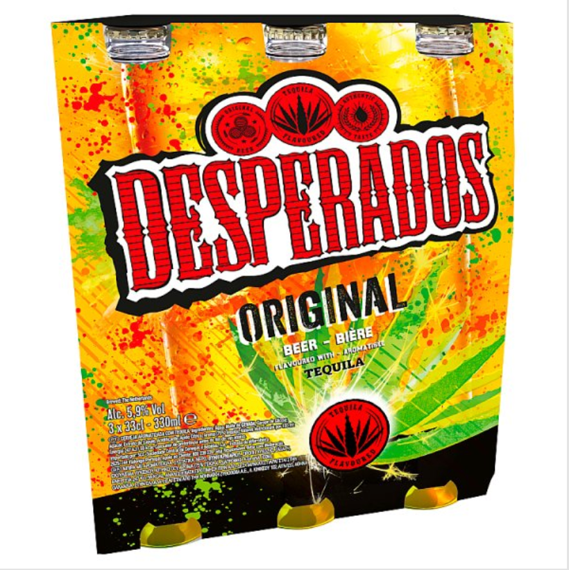 Desperados Tequila Lager Beer 3 x 330ml Bottles, Case of 8