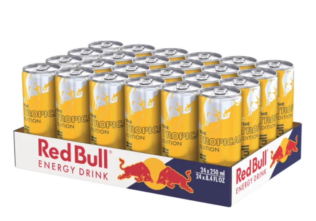 Red Bull Tropical, PMP £1.55, 12 x 250ml