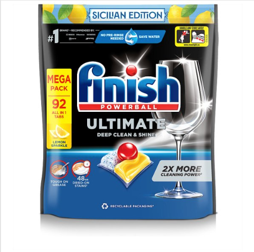 Finish Ultimate Deep Clean & Shine Dishwasher Tablets Sicilian Edition Lemon - 92 Tabs