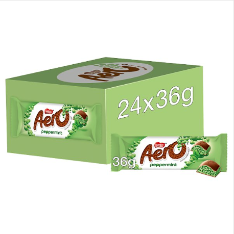 Aero Bubbly Peppermint Chocolate Bar 36g (case of 24 bars)
