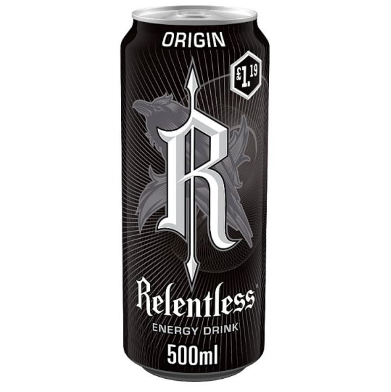 Relentless Origin Energy Drink 12 x 500ml, PMP £1.19, Case of 12