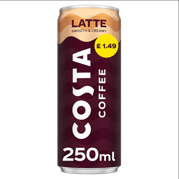 Costa Coffee Latte Iced Coffee 12 x 250ml, PMP £1.49, Case of 12