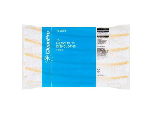 CleanPro 10 Heavy Duty Dishcloths Yellow (Pack of 1) - Bulkbuydirect