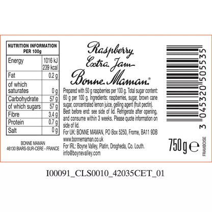Bonne Maman Raspberry Conserve, 750g - Bulkbuydirect