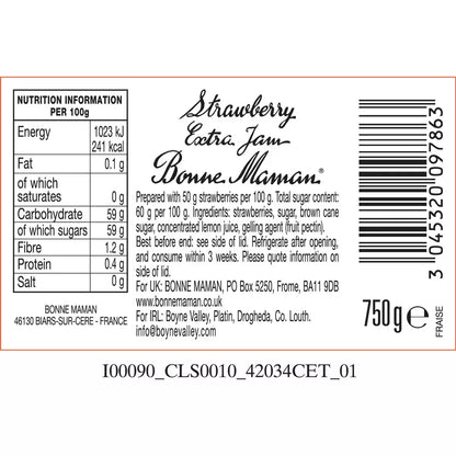Bonne Maman Strawberry Conserve, 750g - Bulkbuydirect