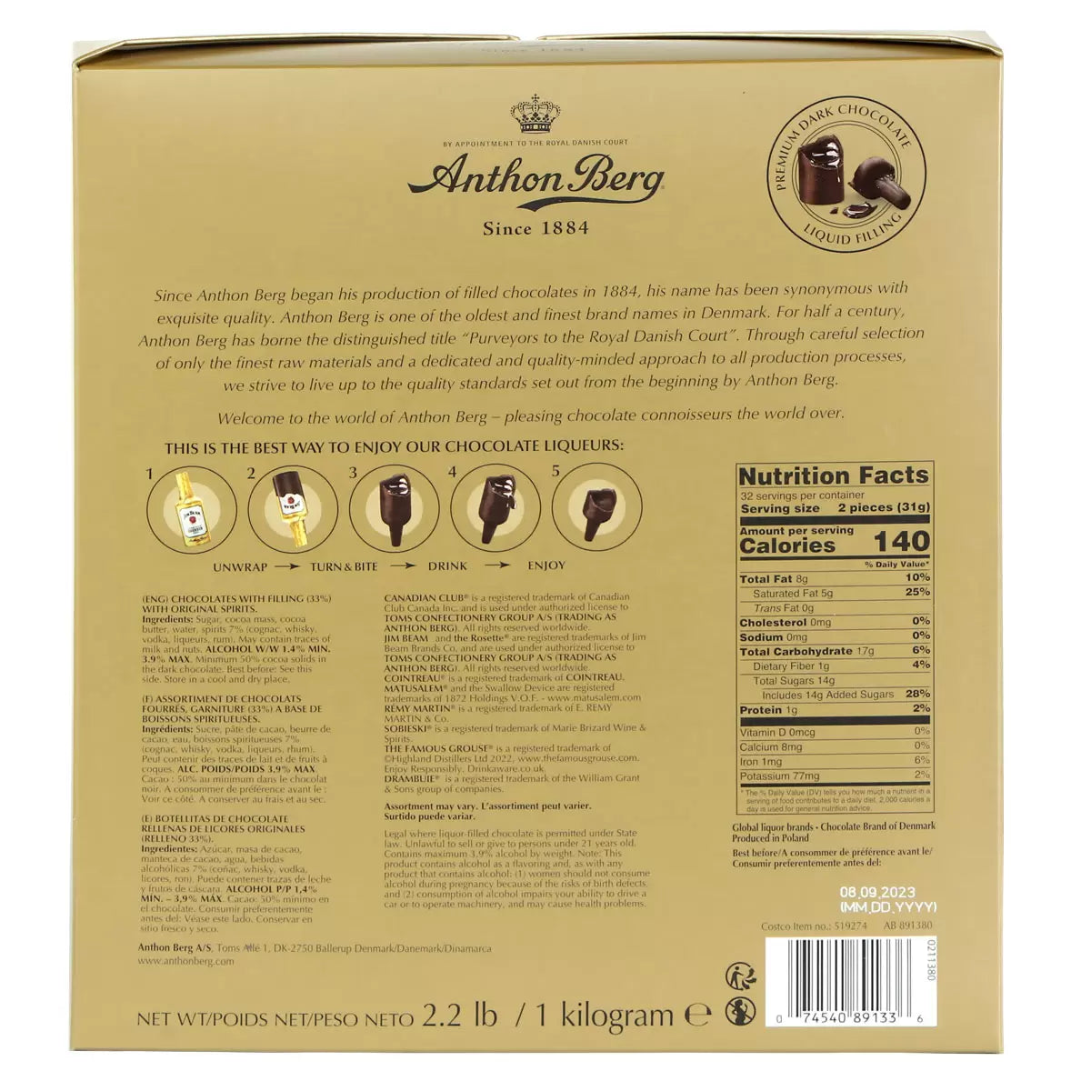 Anthon Berg Chocolate Liqueurs, 1kg - Bulkbuydirect