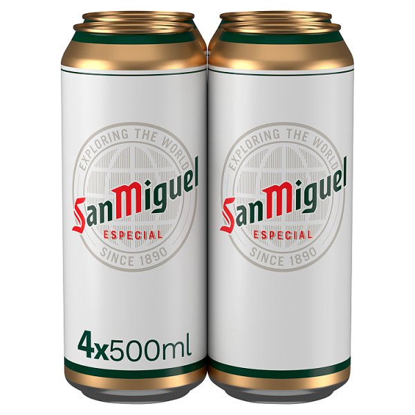 San Miguel Premium Lager Beer 4 x 500ml Cans (Pack of 6)