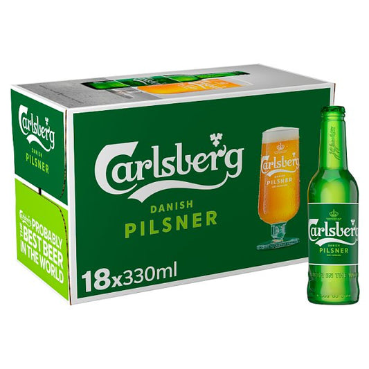 Carlsberg Danish Pilsner Lager Beer 18x330ml (Pack of 1) - Bulkbuydirect