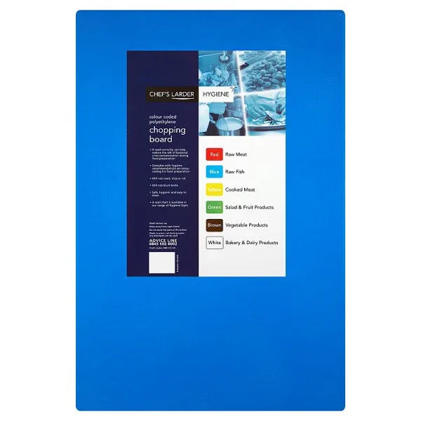 Chefs Larder Hygiene Chopping Board Blue 45x30cm (Pack of 1) - Bulkbuydirect