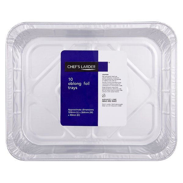 Chef's Larder 10 Oblong Foil Trays 324mm (Pack of 1) - Bulkbuydirect