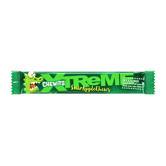 Chewits Xtreme Extreme Sour Apple Chews 34g (case of 24)