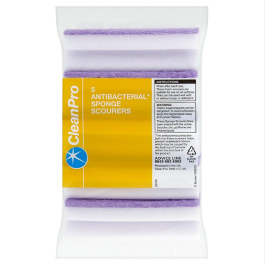 CleanPro 5 Antibacterial Sponge Scourers, Case of 32 - Bulkbuydirect