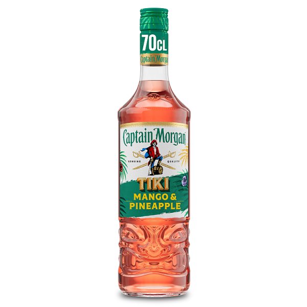 Captain Morgan Tiki Mango & Pineapple Rum Based Spirit 25% vol 70cl Bottle (Pack of 6)