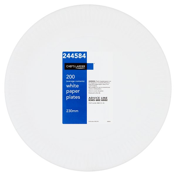 Chef's Larder 200 White Paper Plates 230mm (Pack of 1)