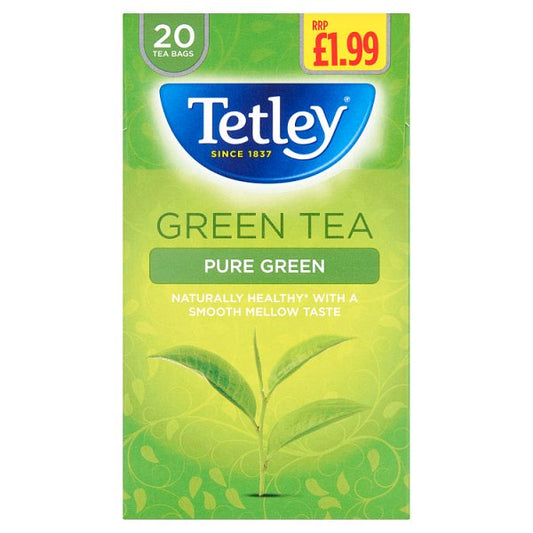 Tetley Pure Green 20 Green Tea 40g (Pack of 4)