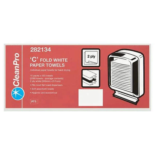 CleanPro 'C' Fold White Paper Towels (Pack of 1) - Bulkbuydirect