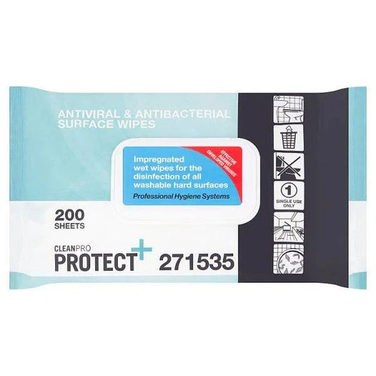CleanPro Protect Antiviral & Antibacterial Surface Wipes 200 Sheets (Pack of 6) - Bulkbuydirect