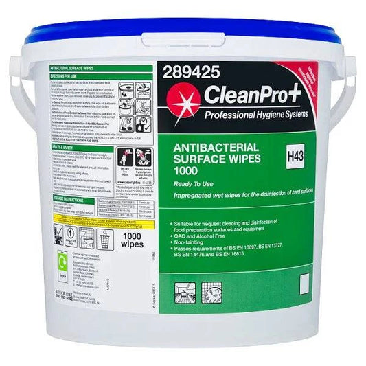 CleanPro+ 1000 Antibacterial Surface Wipes (Pack of 1) - Bulkbuydirect