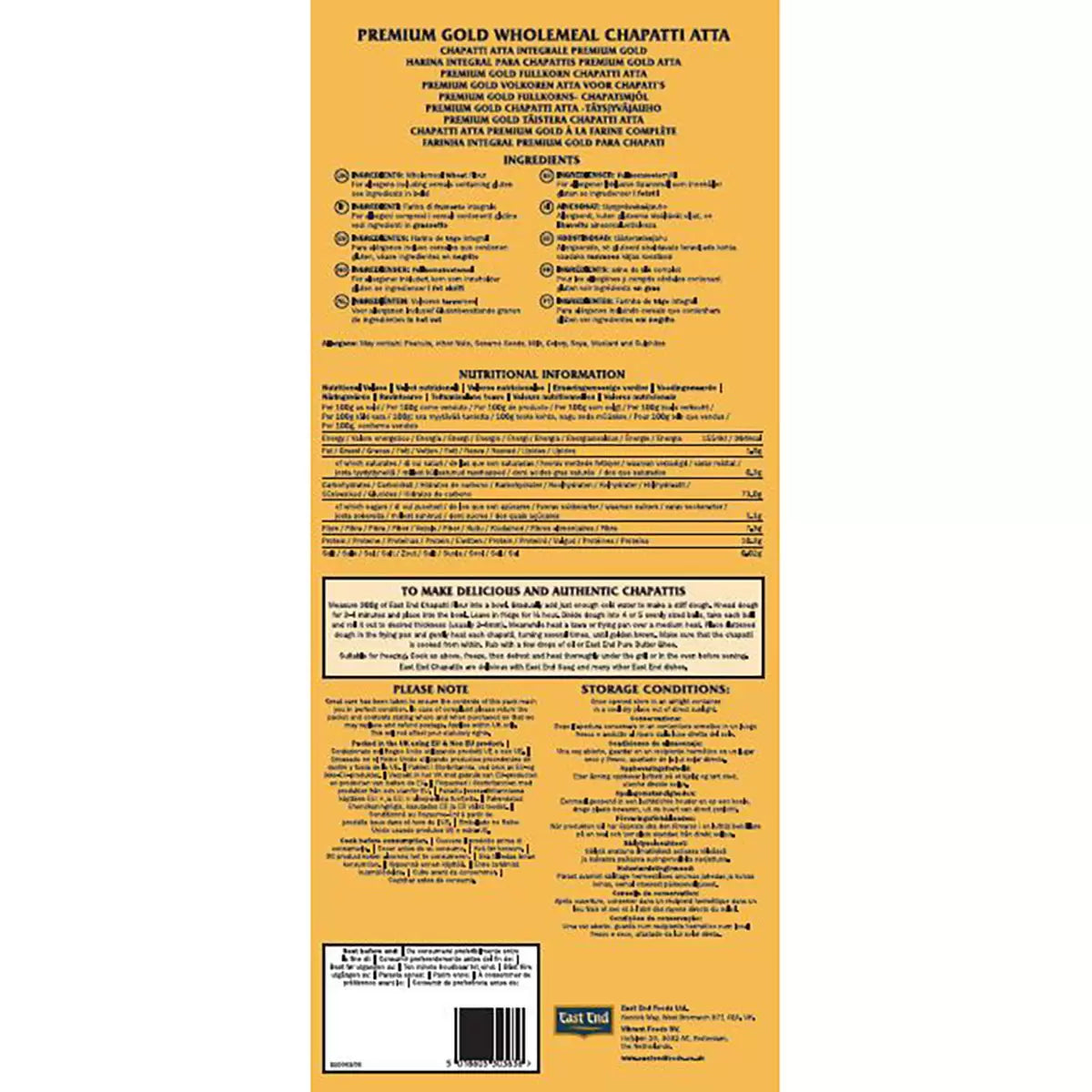 East End Atta Wholemeal Flour, 10kg - Bulkbuydirect