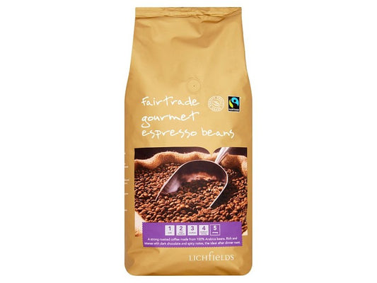 Lichfields Fairtrade Gourmet Espresso Beans 1kg (Pack of 8)