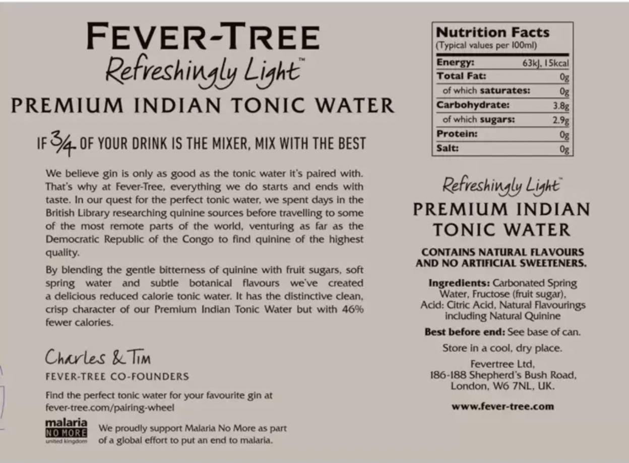 Fever-Tree Refreshingly Light Premium Indian Tonic Water, 30 x 150ml - Bulkbuydirect